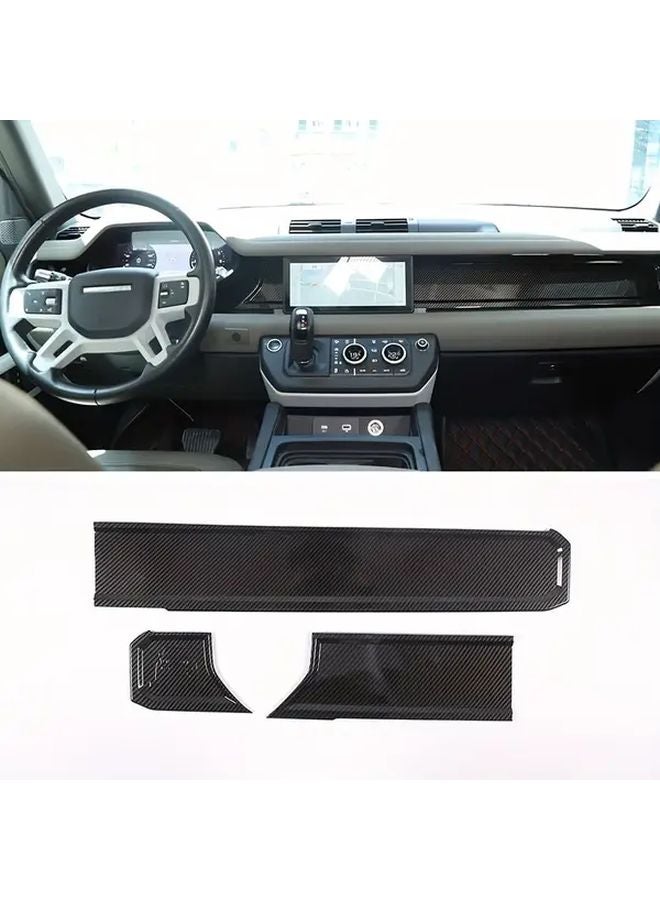 Carbon Fiber Pattern Dashboard Center Control Panel Cover For Land Rover Defender 2020 2025 LHD - Image 1